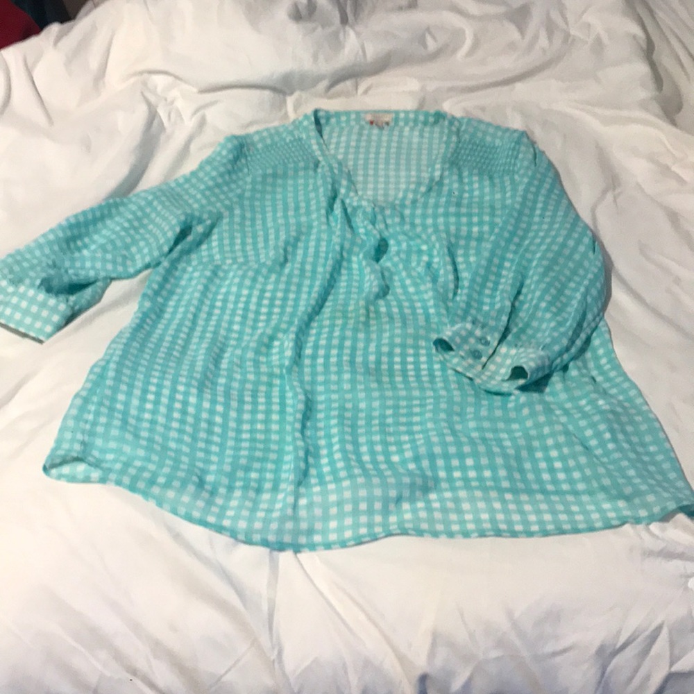 Talbots sheer mint green blouse